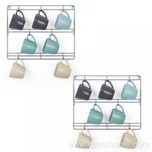 2 Packs Wall Mounted Metal Mug Rack